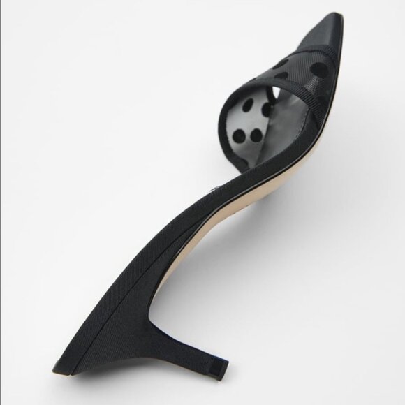 ZARA Black Mesh Heeled Party Sandals Slides 37 NEW 6.5 - Picture 7 of 14